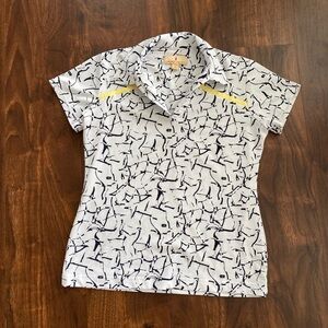 Sport Haley Short Sleeve Polo White Black Yellow Size Small Golf Tennis